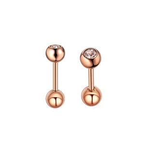 A & ONE Rózsaarany Színű Orvosi Acél Piercing, Kis Cirkónia Köves Díszítéssel, 6 mm