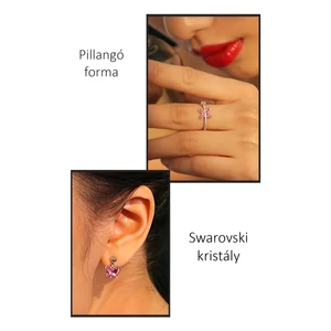 A & ONE Ezüst Színű Antiallergén Pillangó Alakú Fülbevaló Swarovski®  Kristállyal
