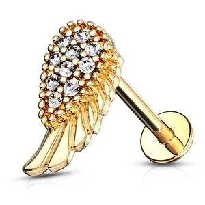 A &amp; ONE 14 Karátos Arannyal Bevont Arany Színű Angyalszárny Alakú Piercing