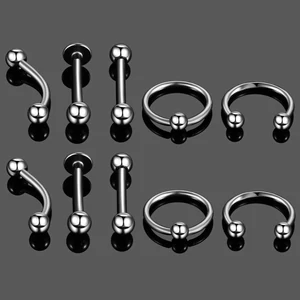 A &amp; ONE Ezüst Színű  10 Darabos Orvosi Acélból Készült Piercing Szett 8mm
