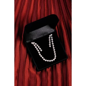 Ezüst Színű Rozsdamentes Acél Nyaklánc Strasszkövekkel És Fülbevalóval Szett