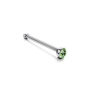 A &amp; ONE Ezüst Színű Titánium Piercing, Zöld Kristály Kővel, 8,6 mm