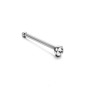 A & ONE Ezüst Színű Titánium Piercing, Fehér Kristály Kővel, 8,6 mm
