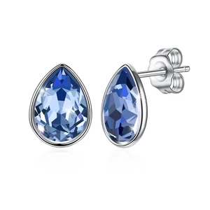 A & ONE S925 Ezüst Csepp Alakú Fülbevaló Kék Swarovski® Kristállyal