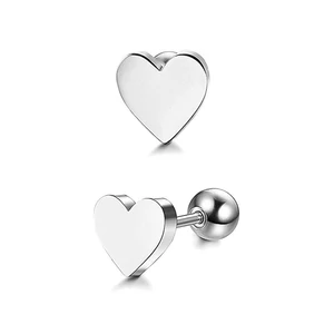 A & ONE Ezüst Színű, Rozsdamentes Acél Szív Alakú Fül Piercing, 6,5 mm