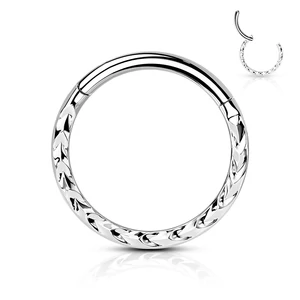 A & ONE Ezüst Színű, 316L Orvosi Acél Lézervágott Mintájú Karika Piercing-8MM