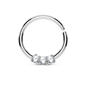 A &amp;amp; ONE Ezüst Színű 316L Orvosi Acél Karika Alakú Septum Piercing Cirkónia Kövekkel