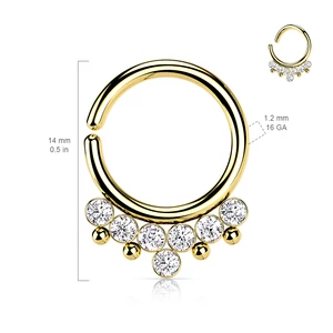 A &amp; ONE Ezüst Színű 316L Orvosi Acél Karika Alakú Septum Piercing Kövekkel Díszítve