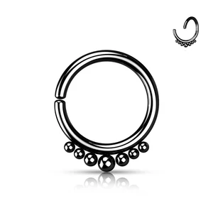 A &amp;amp; ONE Fekete Színű 316L Orvosi Acél Karika Alakú Septum Piercing Bogyókkal Díszítve