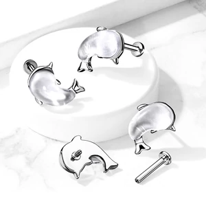 A &amp;amp; ONE Ezüst Színű 316L Orvosi Acél  Piercing Delfin Formájú Opállal