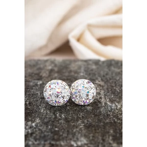 Csillogó Színes Swarovski Kövekkel Díszített Apró S925 Ezüst Fülbevaló