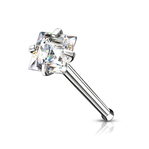 A & ONE Ezüst Színű Orvosi Acél Orr Piercing  Ezüst színű  Kővel