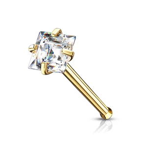 A & ONE Arany Színű Orvosi Acél Orr Piercing Ezüst Színű Kővel