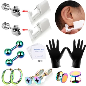 A & ONE Piercing Készítő Szett 4 Pár Színes 316L Rozsdamentes Acél Piercinggel