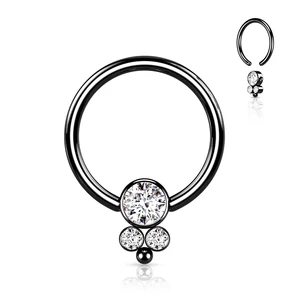 A &amp;amp; ONE Fekete Színű 316L Orvosi Acél Karika Alakú Septum Piercing Kövekkel
