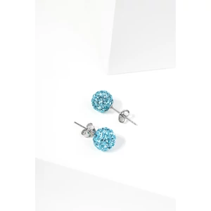Kék Színű Swarovski Kövekkel Díszített Apró S925 Ezüst Gömb Fülbevaló