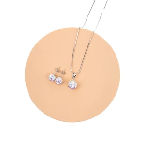 A &amp;amp; ONE S925 Ezüst Gömb Fülbevaló És Nyaklánc Szett Színjátszós Swarovski® Kövekkel