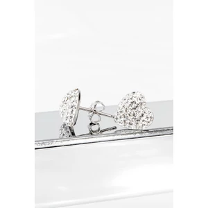 Fehér Swarovski® Kristályokkal Kirakott S925 Ezüst Szíves Fülbevaló