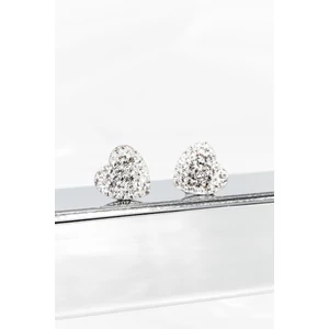 Fehér Swarovski® Kristályokkal Kirakott S925 Ezüst Szíves Fülbevaló