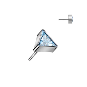 Háromszög Alakú Ezüst Színű Titánium Piercing Vég Kék Cirkónia Kővel - 4,3 mm 