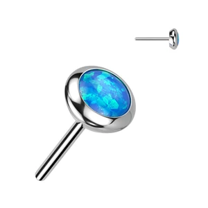 Ezüst Színű Titánium Piercing Vég Fehér Kék Kővel - 3 mm 