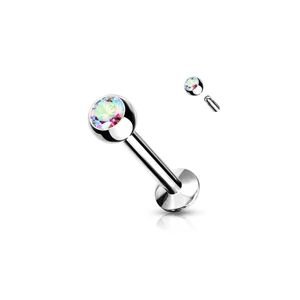 A &amp;amp; ONE Ezüst Színű 316L Orvosi Acél Egyenesszárú Labret Piercing Színjátszós Kővel