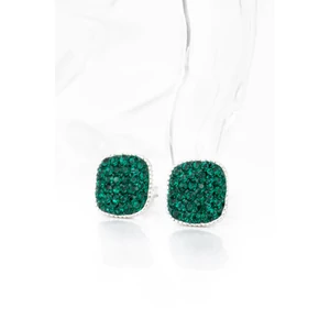 Sötétzöld Swarovski® Kristályokkal Kirakott S925 Ezüst Kocka Fülbevaló