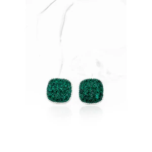 Sötétzöld Swarovski® Kristályokkal Kirakott S925 Ezüst Kocka Fülbevaló