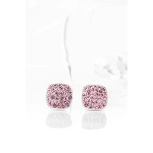 Rózsaszín Swarovski® Kristályokkal Kirakott S925 Ezüst Kocka Fülbevaló