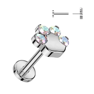 Tappancs Alakú Titánium Egyenesszárú Labret Piercing Színjátszós Cirkónia Kővel