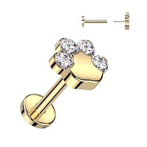 Tappancs Alakú Titánium Egyenesszárú Labret Piercing Fehér Színű Cirkónia Kővel