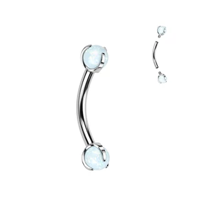 Ezüst Színű Titánium Fehér Cirkónia Kővel Díszített Barbell Piercing