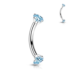 Ezüst Színű Kék Köves Titánium Szemöldök Piercing