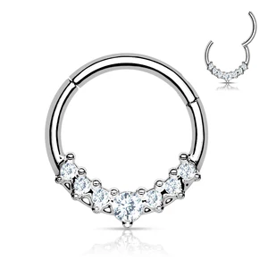 Ezüst Színű Orvosi Acélból Készült Cirkónia Köves Karika Piercing