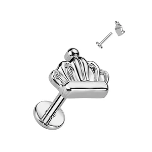 Ezüst Színű Korona Alakú Titánium Egyenesszárú Labret Piercing