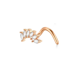 A &amp;amp; ONE Rosegold Színű Rozsdamentes Acélból Készült Csillogó Köves Orrpiercing 