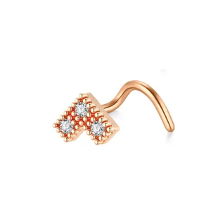 A &amp;amp; ONE Rosegold Színű Rozsdamentes Acélból Készült Fehér Köves Orrpiercing 