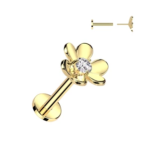 A &amp; ONE Arany Színű 316L Orvosi Acél Labret Piercing Réz Virág Dísszel