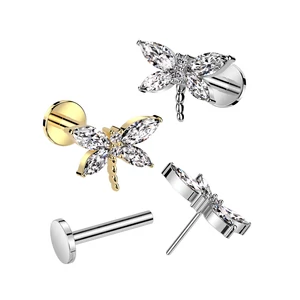 A &amp; ONE Ezüst Színű 316L Orvosi Acél Labret Piercing Réz Szitakötő Dísszel
