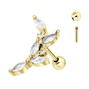 A & ONE Arany Színű 316L Orvosi Acél Levél Mintás Barbell Piercing
