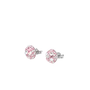 Csillogó Rózsaszín Swarovski Kövekkel Díszített Apró S925 Ezüst Fülbevaló