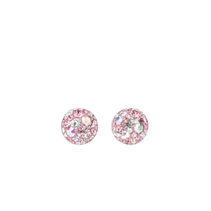 Csillogó Rózsaszín Swarovski Kövekkel Díszített Apró S925 Ezüst Fülbevaló