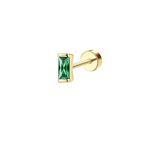 A &amp; ONE 316L Arany Színű Téglalap Alakú Labret Piercing Cirkónia Kővel - 4 mm