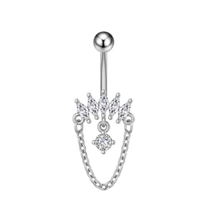 A &amp; ONE Ezüst Színű 316L Orvosi Acél Hold Alakú Lógós Köldök Piercing