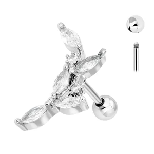 A &amp; ONE Ezüst Színű 316L Orvosi Acél Levél Mintás Barbell Piercing