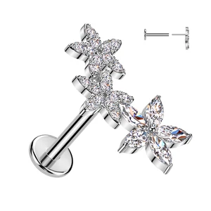 Ezüst Színű 316L Orvosi Acél Push-in Labret Piercing Csillagos Dísszel