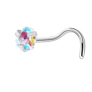 A & ONE Ezüst Színű 316L Orvosi Acél Orr Piercing Színváltós Szív Köves Díszítéssel