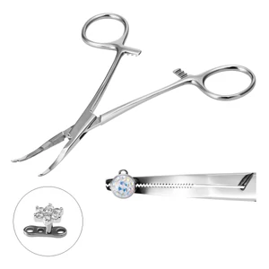 A &amp; ONE 316L Orvosi Acél Piercing Behelyező Fogó Ékszerpozícionáló Fejjel, Sterilizált Tasakban