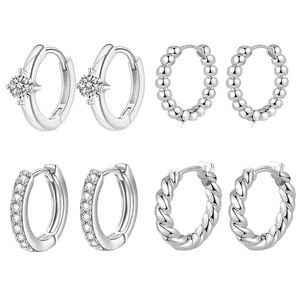 Ezüst Színű 316L Karika Piercing Szett - 4 pár