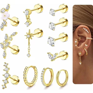 Arany Színű 316L Piercing Szett - 12 db